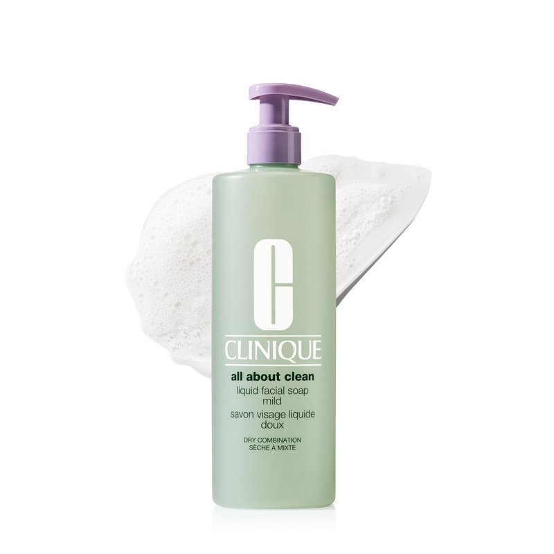 Clinique 3-Step All About Clean Liquid Gentle Facial Cleanser Soap | Face Wash For Dry Combination Skin | Type 2, 13.5 Fl Oz