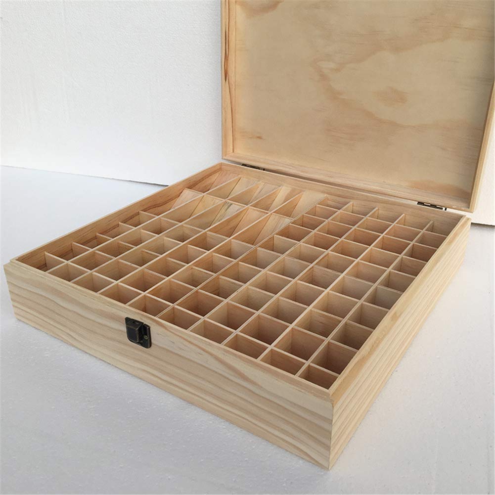 PhantomSky 85 Slots Wooden Aromatherapy Essential Oil Carrying Case, Natural Pine Essential Oil Organizer Storage Box Case Roller Bottlers Holder Collection Containers for Travel and Presentations