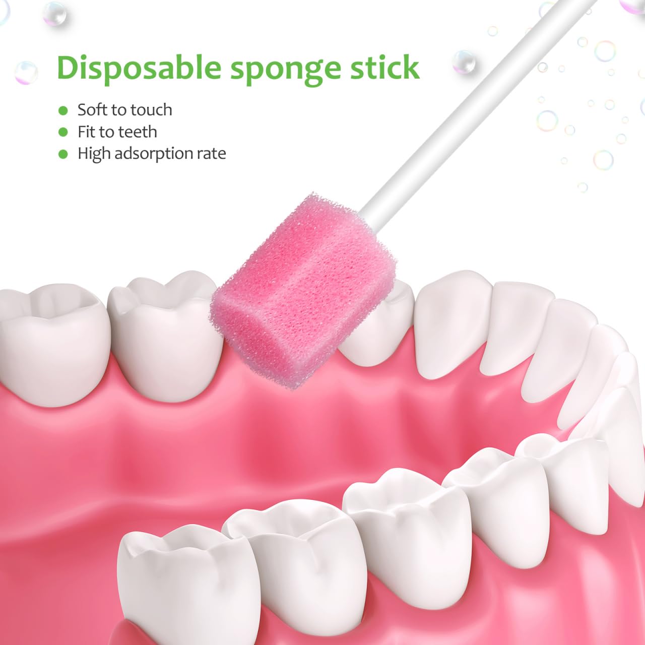 Healvian 250 Count Disposable Oral Care Sponge Swabs Hexagon Design 5.11 Inch Mouth Swabs for Teeth and Gum Cleaning Suitable for Adults and Kids
