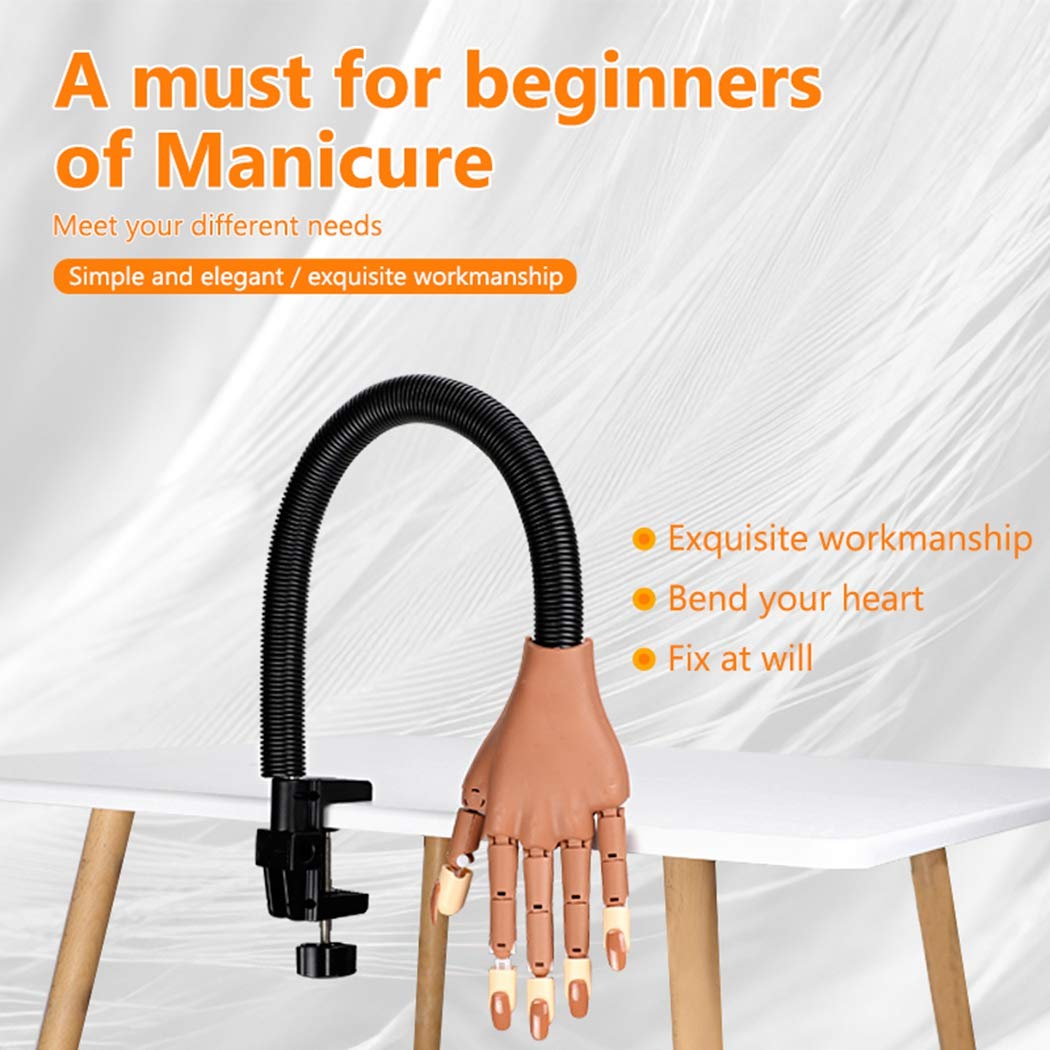 Upgrade Nails Don't Fall Off Easily Nail Trainning Train Practice Hand, Nail Display Manicure Supply, Flexible Movable False Fake Hands for Nail Manicure, Best Manicure DIY Print Practice Tool