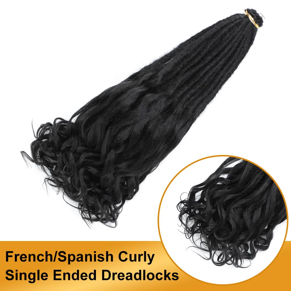 Aguacor Loose Wave Dreadlocks Synthetic French Curly Single Ended Dreadlock Extensions 24inches 50 Strands Thin Soft Spanish Curly SE Dreadlock Extensions for Women (50 Strands, 27/613)