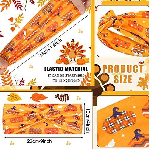 Waydress 12 Pcs Fall Headband Thanksgiving Head Bands for Women, Turkey Leaves Pumpkin Hair Accessories, Stretchy Non Slip Autumn Holiday Festive Gift Costume Decoration
