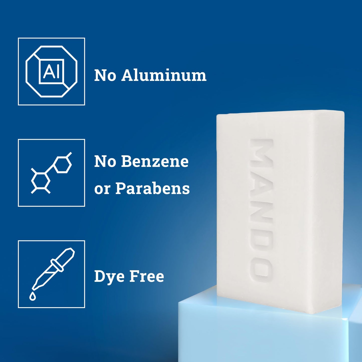 Mando Acidified Cleansing Bar - 24-Hour Odor Control - Removes Odor Better than Soap - Moisturizing Formula - SLS Free, Paraben Free - Safe For Sensitive Skin
