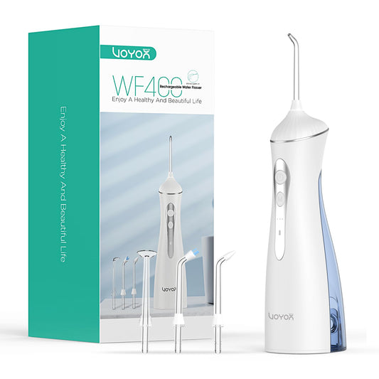 VOYOR-HEALTH Water Dental Flosser for Teeth Cordless, Rechargeable Electric Flosser for Teeth Cleaning and Flossing, Portable Oral Irrigator 3 Modes & IPX7 Waterproof for Travel Home WF400 (Blue)