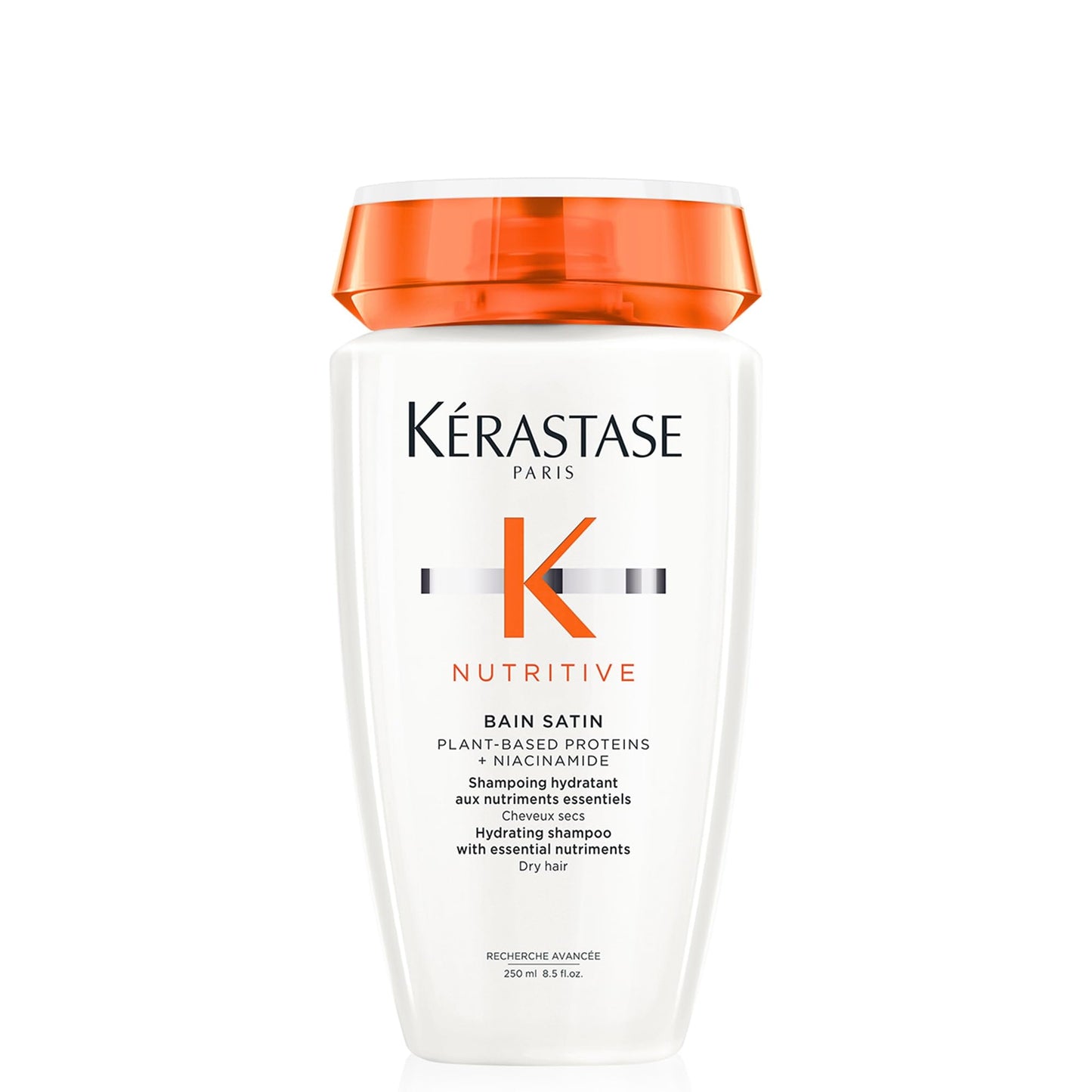 Kerastase Nutritive Bain Satin Shampoo | Gently Cleanses & Replenishes Moisture for Soft, Shiny Hair | With Plant-Based Proteins & Niacinamide | For Fine to Medium Dry Hair
