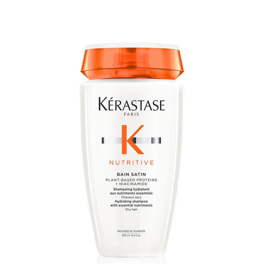 Kerastase Nutritive Bain Satin Shampoo | Gently Cleanses & Replenishes Moisture for Soft, Shiny Hair | With Plant-Based Proteins & Niacinamide | For Fine to Medium Dry Hair