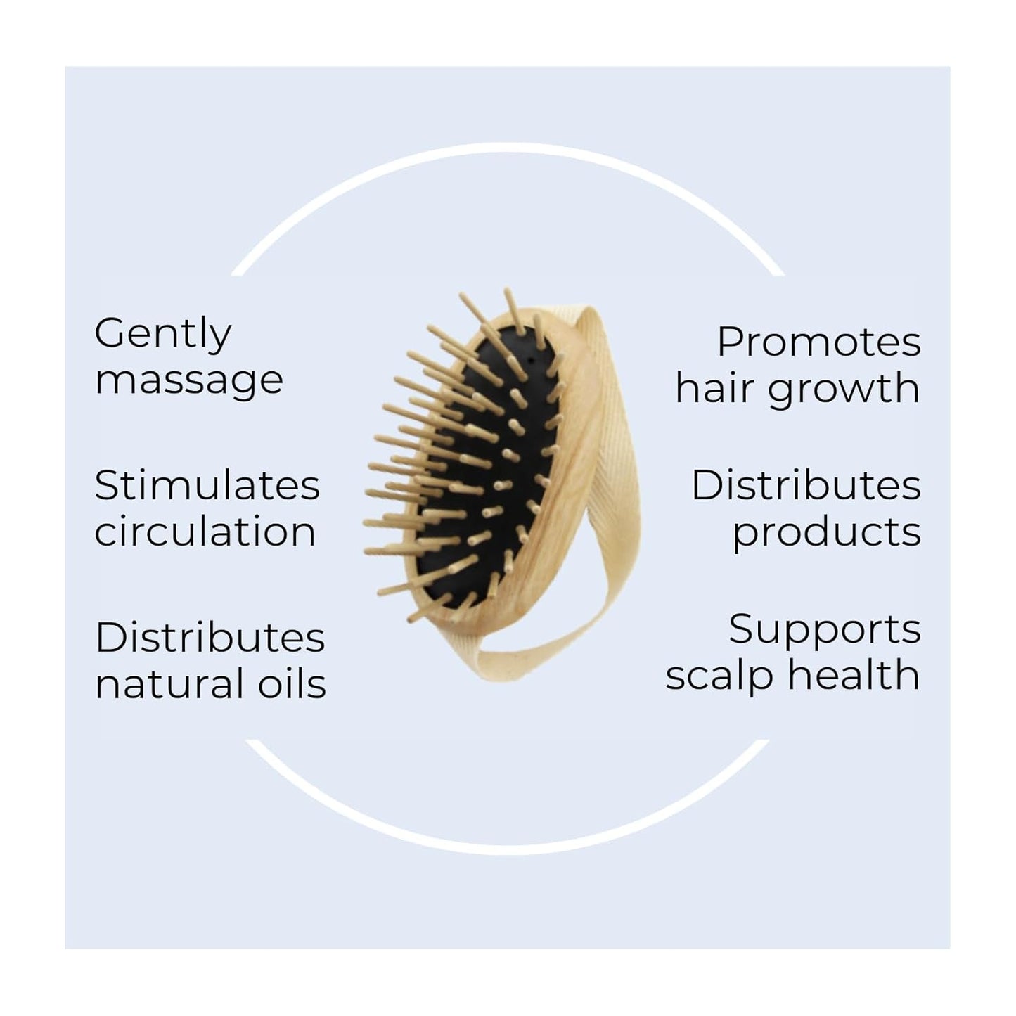 Scalp Massage Brush - Handmade Ash Wood Hair Growth Stimulator | Vegan & Sustainable - 8.5 x 5 cm