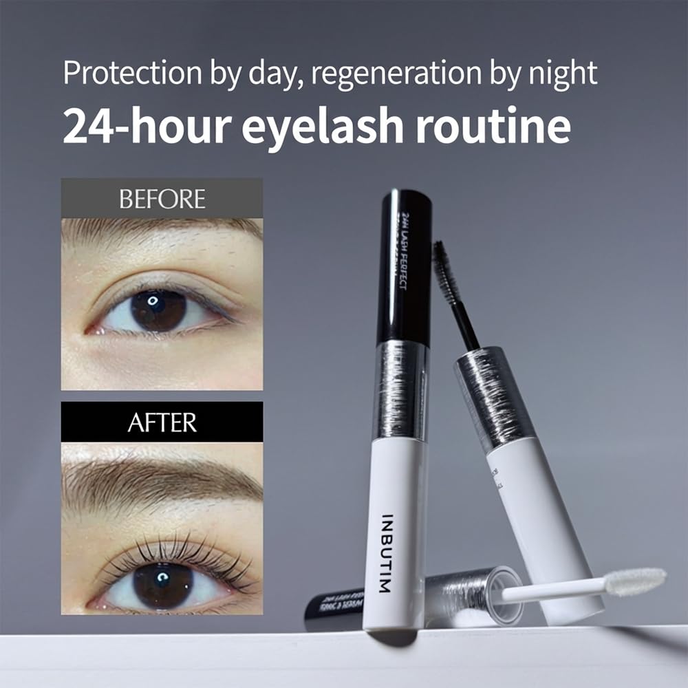 INBUTIM Lash Serum for Longer Fuller Looking Lashes - 24H Eyelash Serum & Conditioning Tonic for Lashes & Brows, Lightweight Lash Boost, 10 ml / 0.34 fl oz