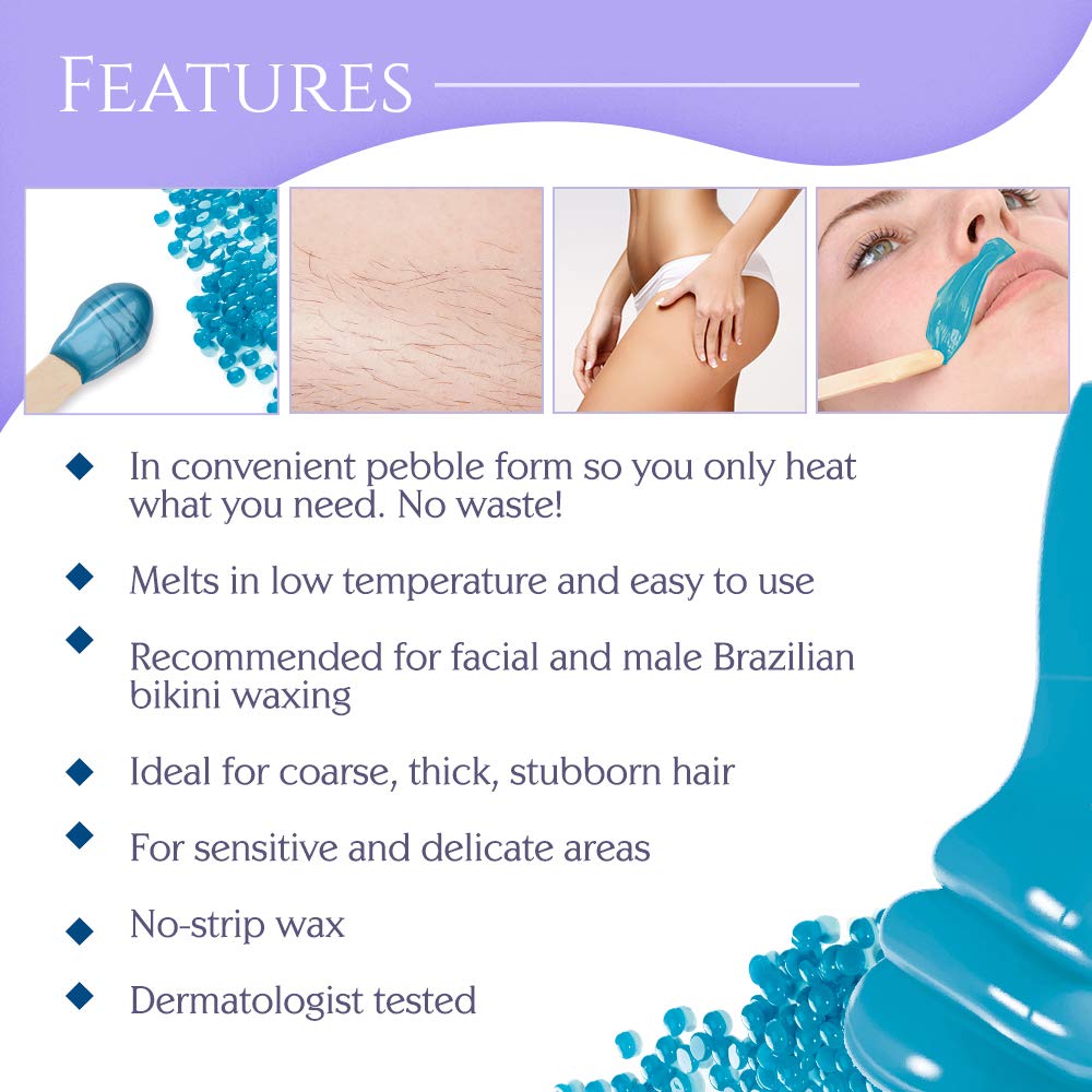 Satin Smooth Titanium Blue Thin-Film Hard Wax Beads for Hair Removal, 35 oz
