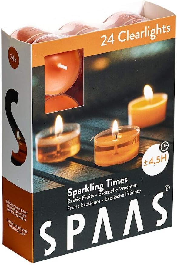 Morning Breeze Scented Tealights - Spaas 24 Clear Cup Candles, 4.5 Hour Burn Time