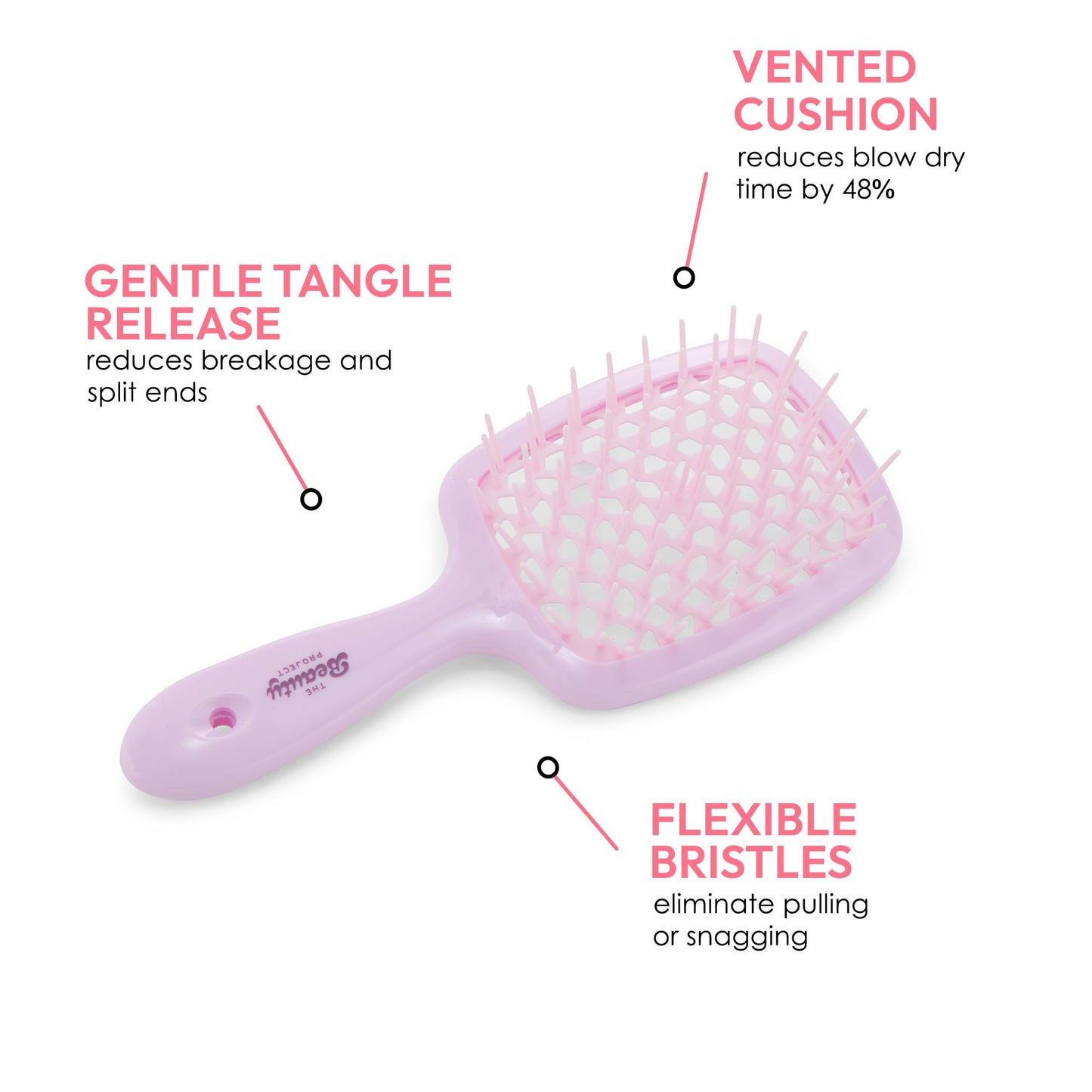 Detangling Brush for All Wet or Dry Hair Types - Pain-Free Brushing, Vented Hair Brush - Lightweight Handle with Extreme Flex to Contour to Scalp