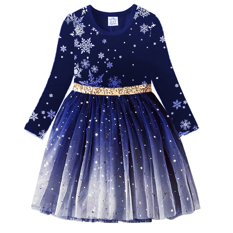 VIKITA Big Girls Winter Long Sleeve Tulle Dress for Party, Toddler Clothes, LH4586 10T