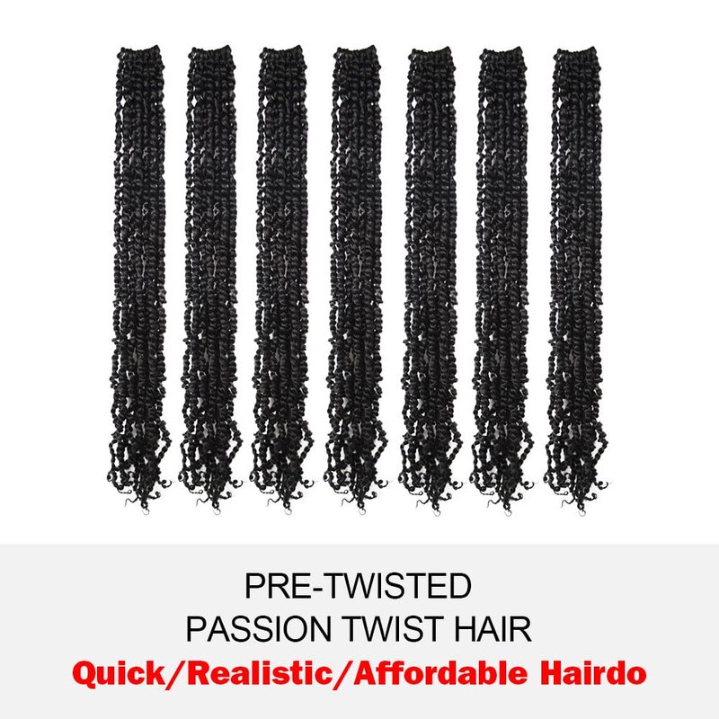 Long Passion Twist Hair 22 Inch Pre-twisted Passion Twists Crochet Hair Natural Black Pre-looped Synthetic Crochet Braids (8 Packs,1B)