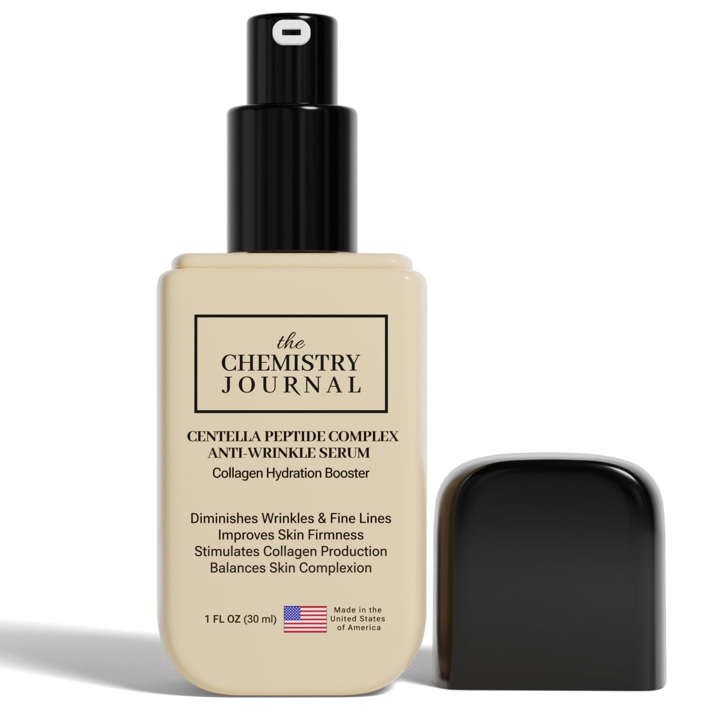 THE CHEMISTRY JOURNAL Centella Peptide Complex Anti Wrinkle Serum - Powerful Evening Collagen Hydration Booster, Anti Aging Serum, Tightens Skin, Reduces Fine Lines & Wrinkles. Made in the USA.