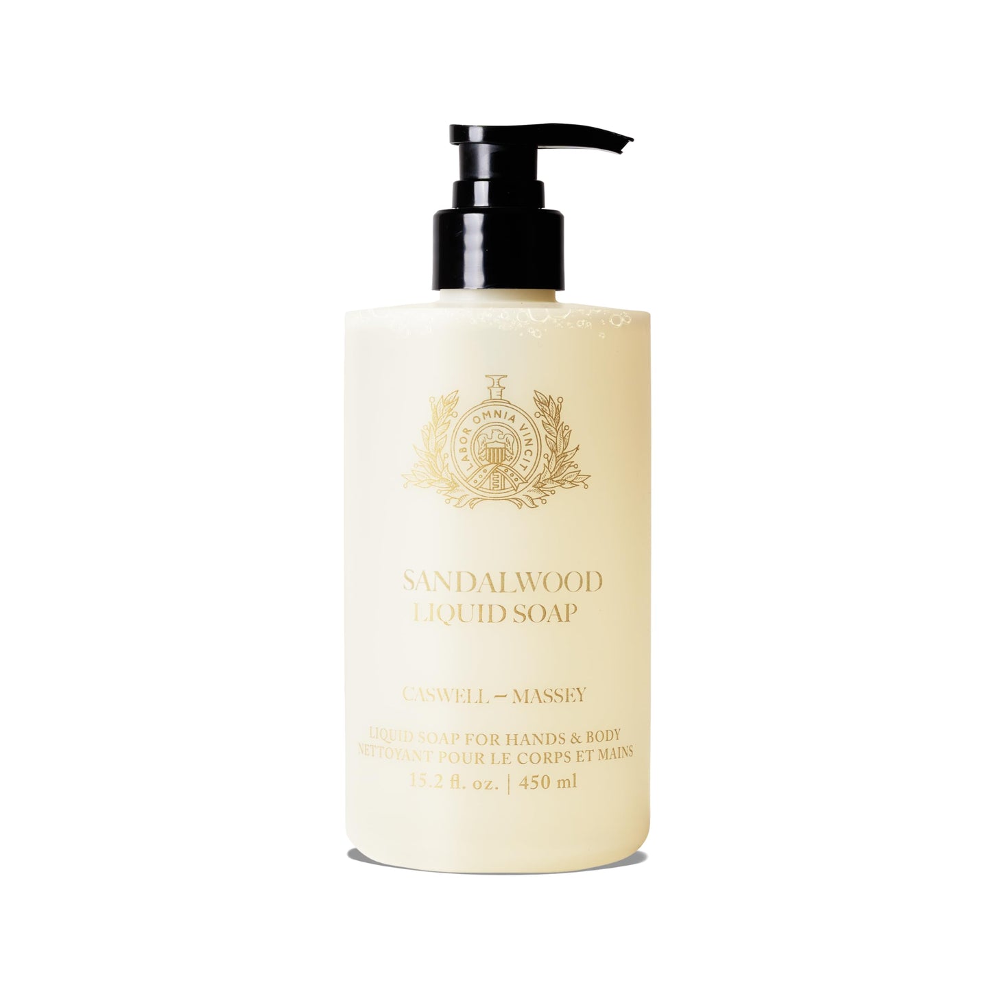 Caswell-Massey Sandalwood Liquid Hand Soap & Moisturizing Body Wash with Pump, Hydrating Plant-Based Skin Cleanser for Men & Women, Paraben and Phthalate Free, 15.2 fl oz