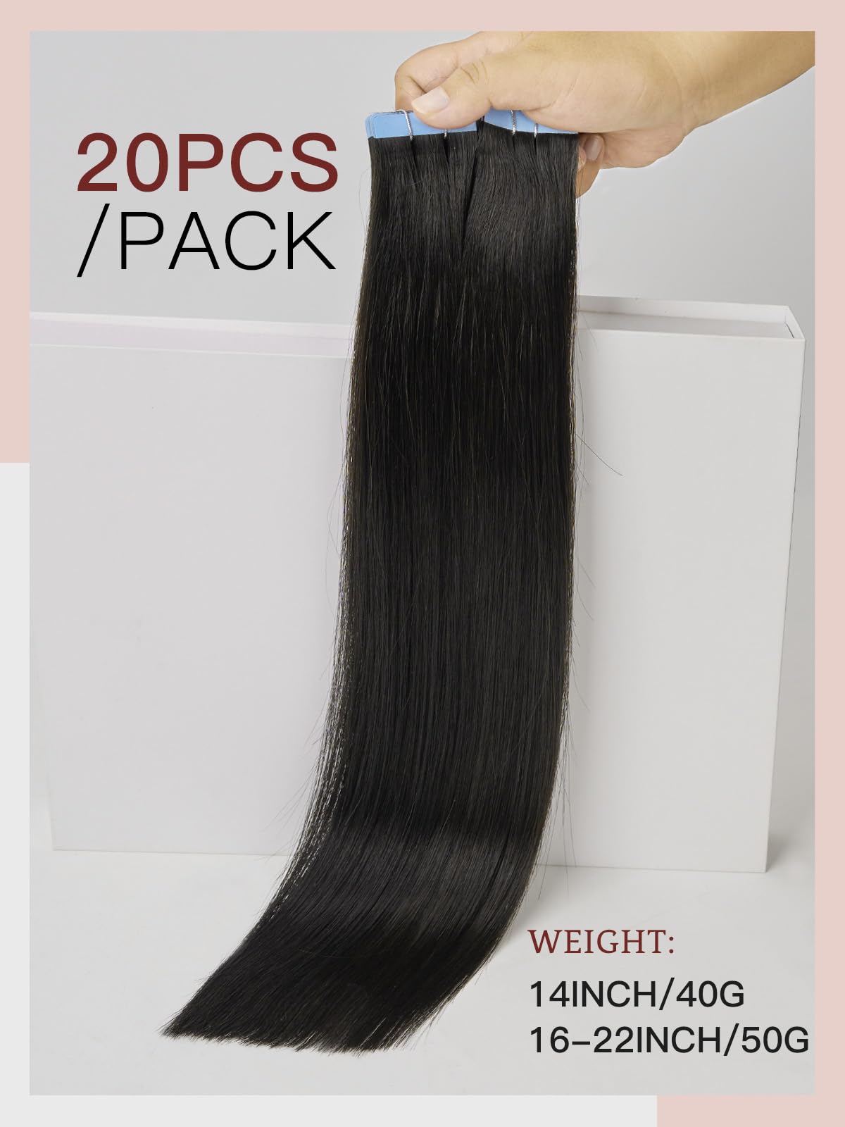 LOVELINE Tape in Hair Extensions Human Hair, Chocolate Brown, 20 Inch 20pcs 50g, Skin Weft Seamless Invisible, Soft and Thick Luxury Remy Human Hair Extensions