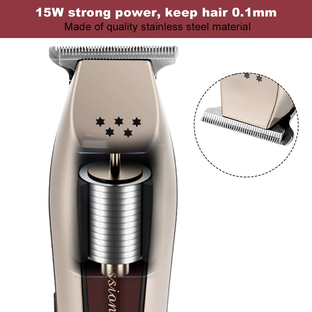 JoyGlow Cordless T-Blade Trimmer - 5 Star Compact Precision Trimmer for Lining & Close Trimming, Professional Hair Cutting Kit for Barbers and Stylists (Silver)