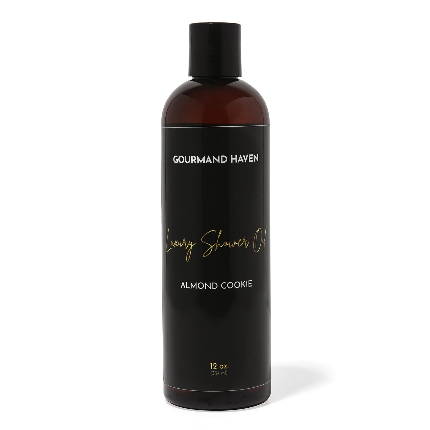 Gourmand Haven Shower Oil - Moisturizing Body Wash, Almond Cookie Scent - Hydrating Bath Gel for Women and Men - With Coconut, Jojoba and Argan - 12 Fl Oz