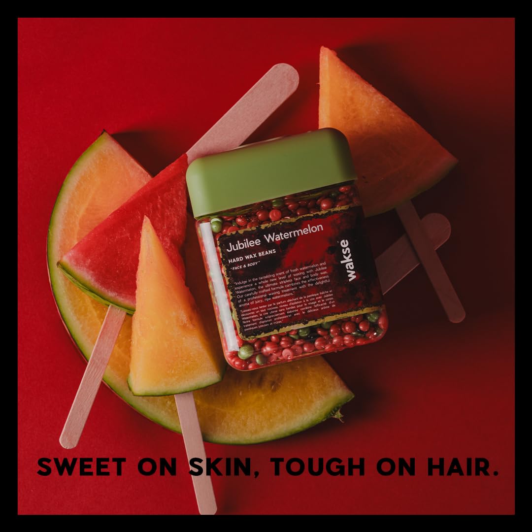 Wakse Watermelon Jubilee Hard Wax Beans - Effective Hair Removal for Face & Body | 12.8oz Watermelon Scented