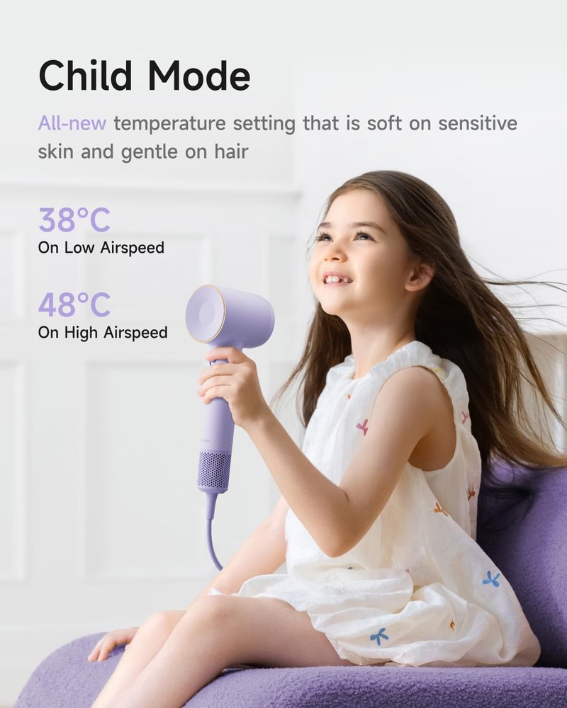Laifen Hair Dryer - 200 Million Negative Ionic Blow Dryer | Fast Drying, Low Noise, Child Mode, 108,000 RPM
