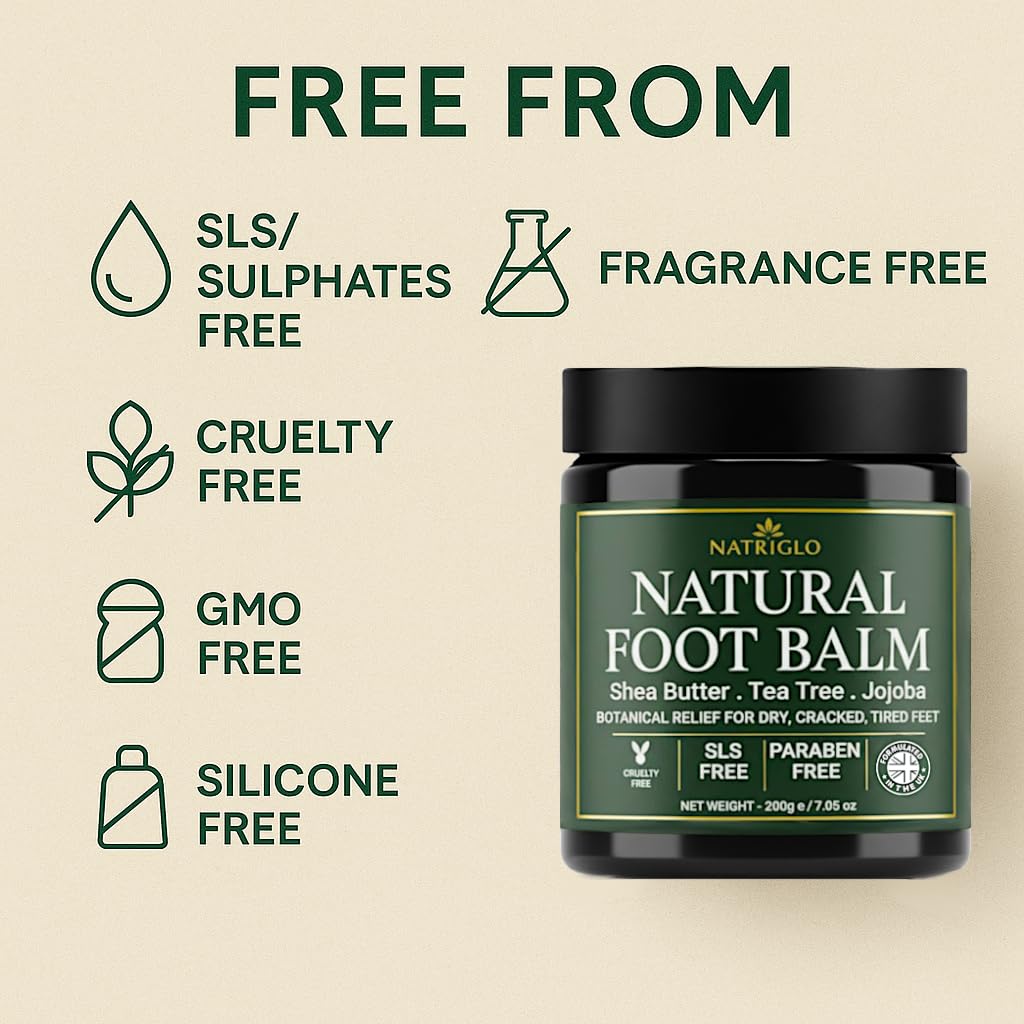 Organic Tea Tree Foot Balm for Dry Cracked Feet & Heels - Intensive Callus Remover & Foot Repair Cream with Shea Butter - Moisturizer for Rough Hard Skin & Cracked Heel Treatment for Men & Women