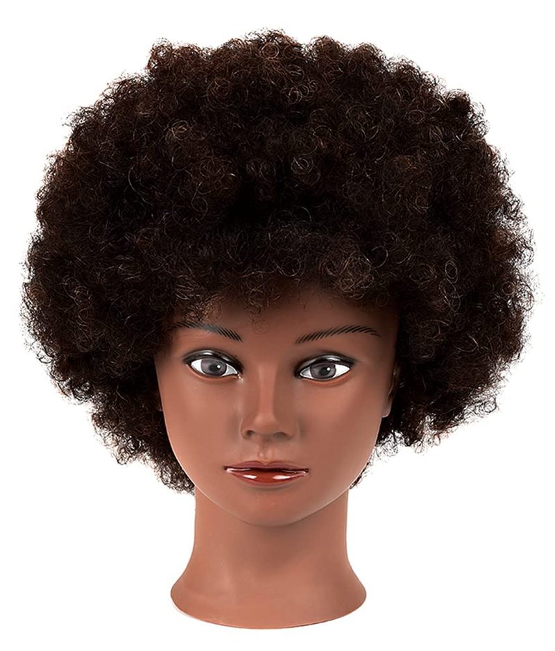 Morris Mannequin Head 100% Human Hair Training Head Kinky Curly Hair Hairdresser Manikin Head Cosmetology Doll Head for Hairdresser Practice Styling Braiding with Clamp Stand (10Inch-SY)