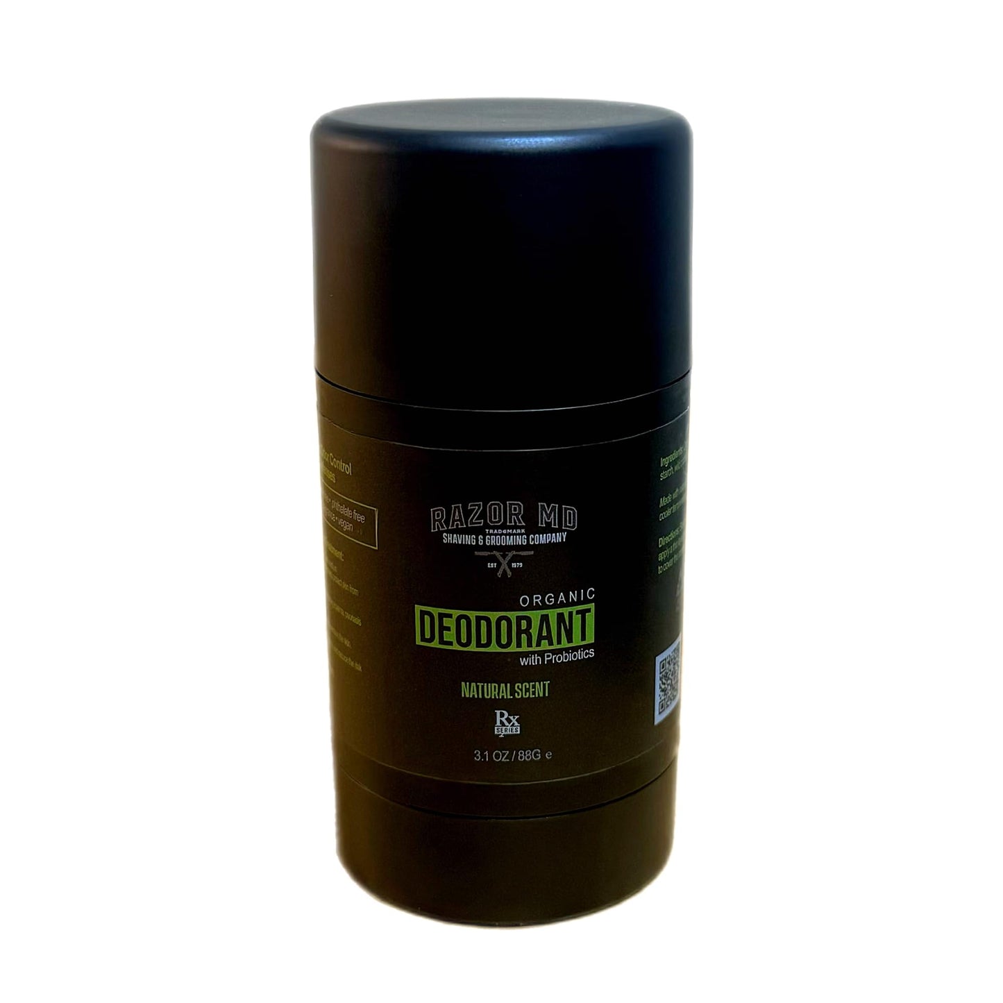 Razor MD Deodorant with Probiotics, Underarm Skincare Deo for Men, 3.1 oz