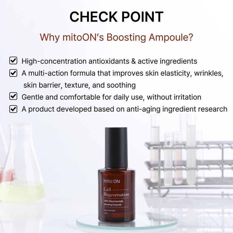 Mito-on Cell Rejuvenation Anti-Aging Serum, 50ml / 1.69 fl.oz –10% Niacinamide, Vitamin B3 and Antioxidants, Centella + EGF for Anti-Aging, Wrinkle Reduction, Pore minimization, Korean Skin Care