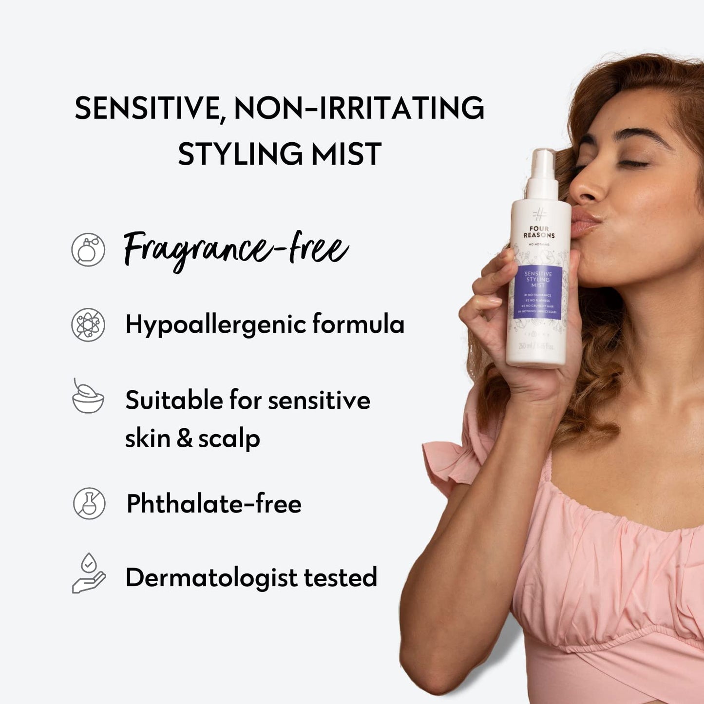 No nothing Styling Mist - Hair Heat Protectant Blowout Spray, Hypoallergenic Volumizing Spray, Heat Activated Medium Hold Fine Hair Volumizer, Frizz Control, Humidity Shield, Fragrance Free, 8.45oz