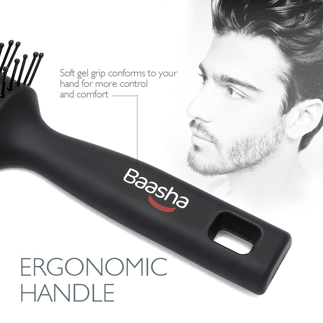 Baasha Boar Bristle Round Hair Brush with 1.8" Barrel for Medium to Long Hair, Blow Drying and Volumizing for Shiny, Healthy Hair