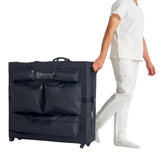 Master Massage Luggage Style Wheeled Massage Table Carrying Case 27” to 32” Width Folding Massage Table- Black