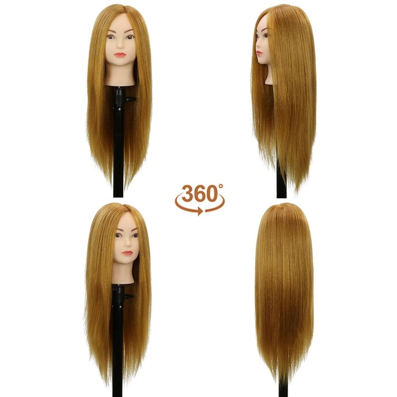 Human Hair Mannequin Head - 22 Inch Training Head for Hairdressers | Realistic Blond Cosmetology Practice Doll