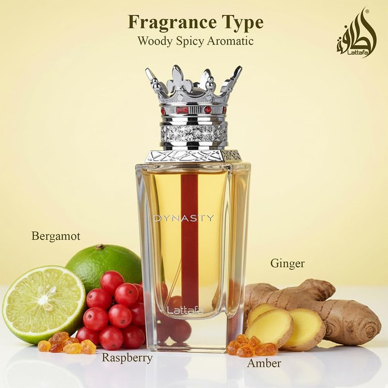 Lattafa Dynasty Eau de Parfum Spray | Fresh, Spicy, Woody Fragrance for Unisex - 3.4 Ounce (100 ml)