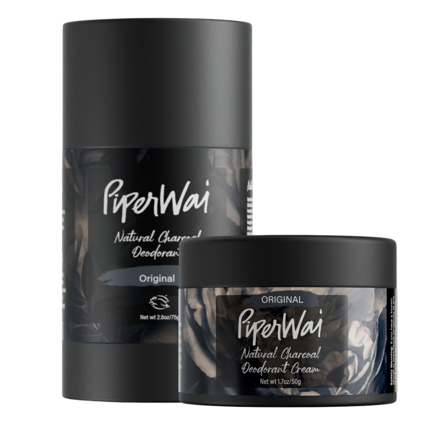 PiperWai Natural Deodorant w/Activated Charcoal | Odor Protection, Vegan, Aluminum Free, Shark Tank Product for Women & Men | Great for Travel, & Gifts | Scented Jar & Scented Stick Combo