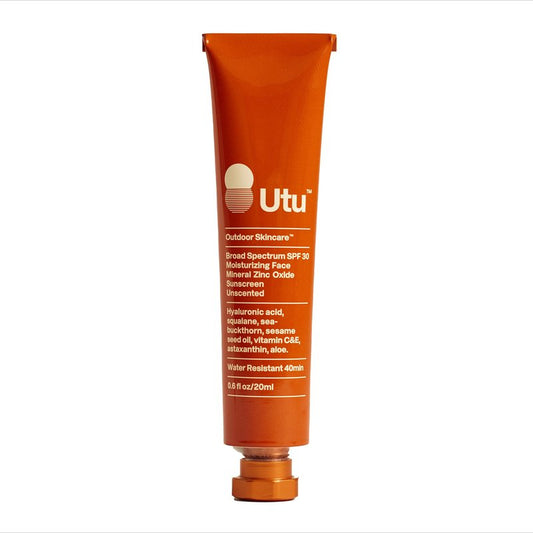 UTU - SPF30 Daily Moisturizing Face Sunscreen | Hyaluronic Acid, Squalane, Vitamin C+E | Clean, Reef Safe, Cruelty Free, Broad Spectrum + Mineral Zinc Oxide (20 mL)