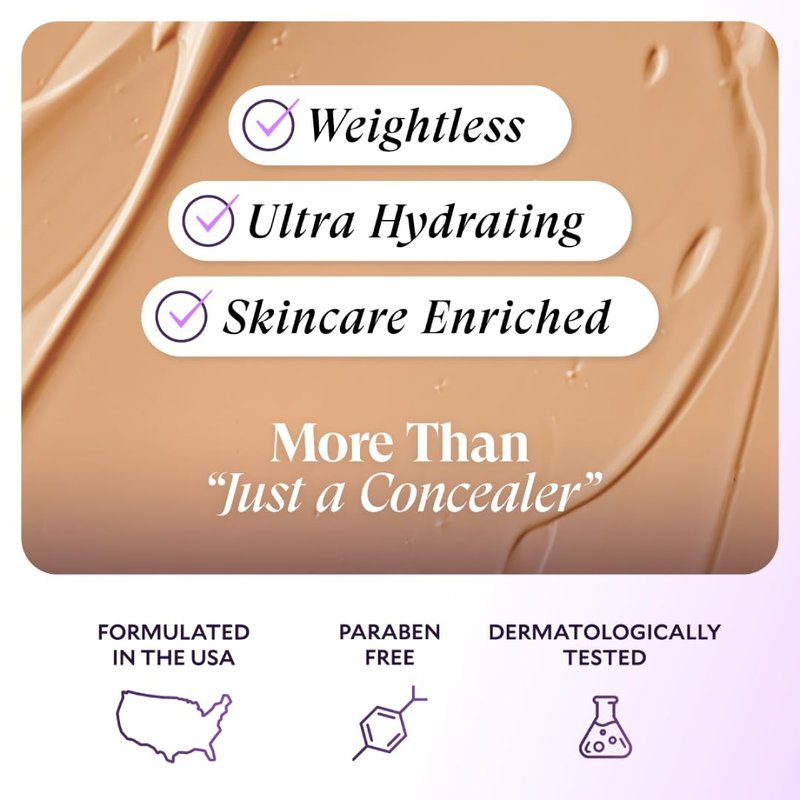 Luxury Concealer & Foundation - Anti-Aging Full Coverage for Dark Circles, Wrinkles & Fine Lines | Neutral Beige, 0.5 FL. OZ.