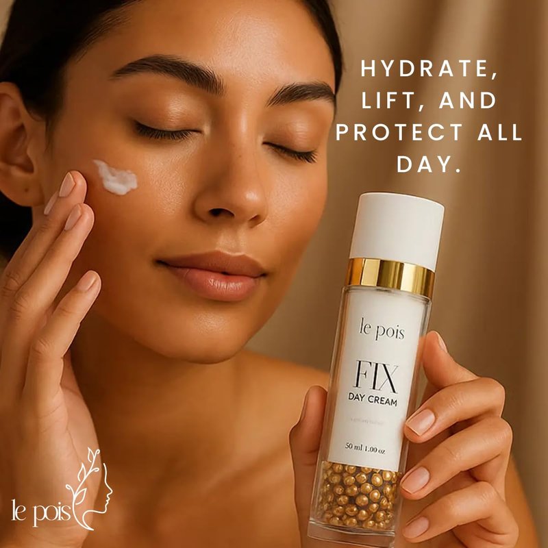 Le Pois FIX Day Cream, Anti-Aging Wrinkle-Smoothing Face Moisturizer for Women, Fragrance-Free Plant-Based Pea Protein Cream for Dry Sensitive Skin, Cruelty-Free, 1.02 Fl. oz.