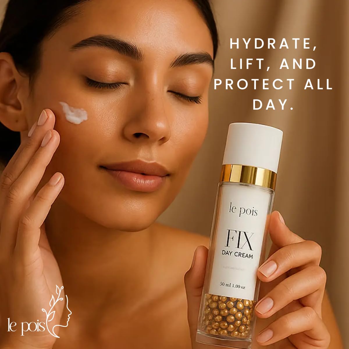 Le Pois FIX Day Cream, Anti-Aging Wrinkle-Smoothing Face Moisturizer for Women, Fragrance-Free Plant-Based Pea Protein Cream for Dry Sensitive Skin, Cruelty-Free, 1.02 Fl. oz.