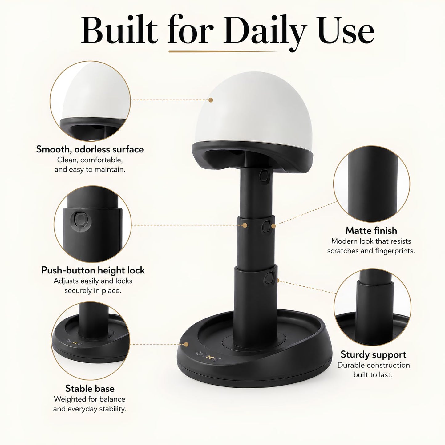 lightmay Adjustable Collapsible Wig Stand for Wigs & Hats, Black & White