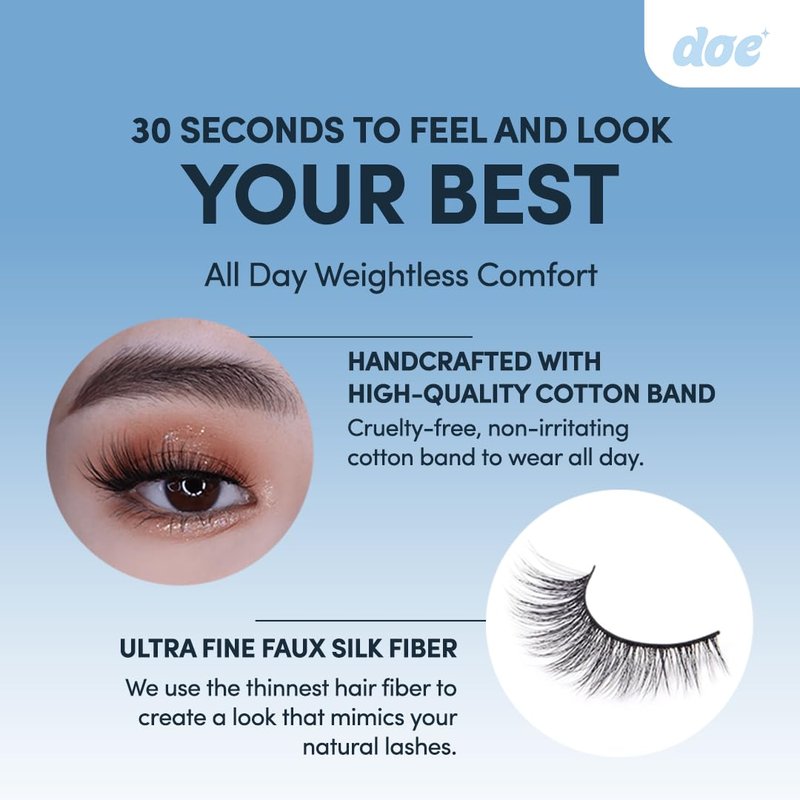 Siren Call (formally UWU) - Reusable 15 Wears, Fluffy Looking Vegan False Lashes, Handmade from Korean Silk. Lightweight Cruelty Free Eyelash with Volume - 1 Pair