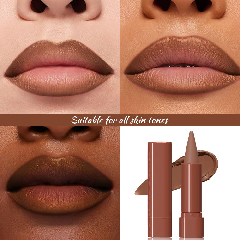 JUAAZIN 3Pcs Gradient Matte Lipstick Crayon Lip Liner pencil, Flawless Contour Gradual Ombre Effect lip Pencil, for Women Long Lasting Waterproof Smudge Proof Lipstick Pencil 01#+05#+08#