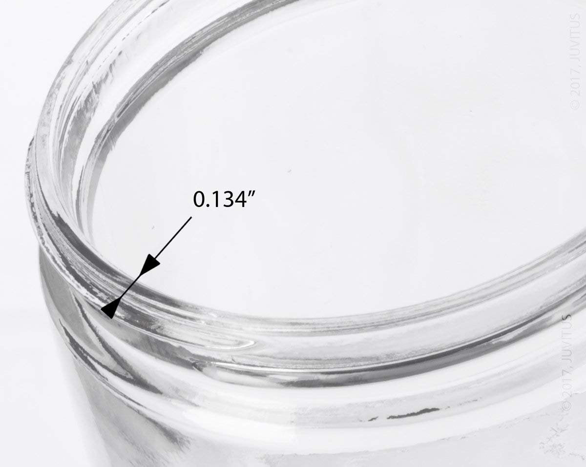 16 oz Clear Thick Glass Jar with Black Foam Lined Lid (6 pack)
