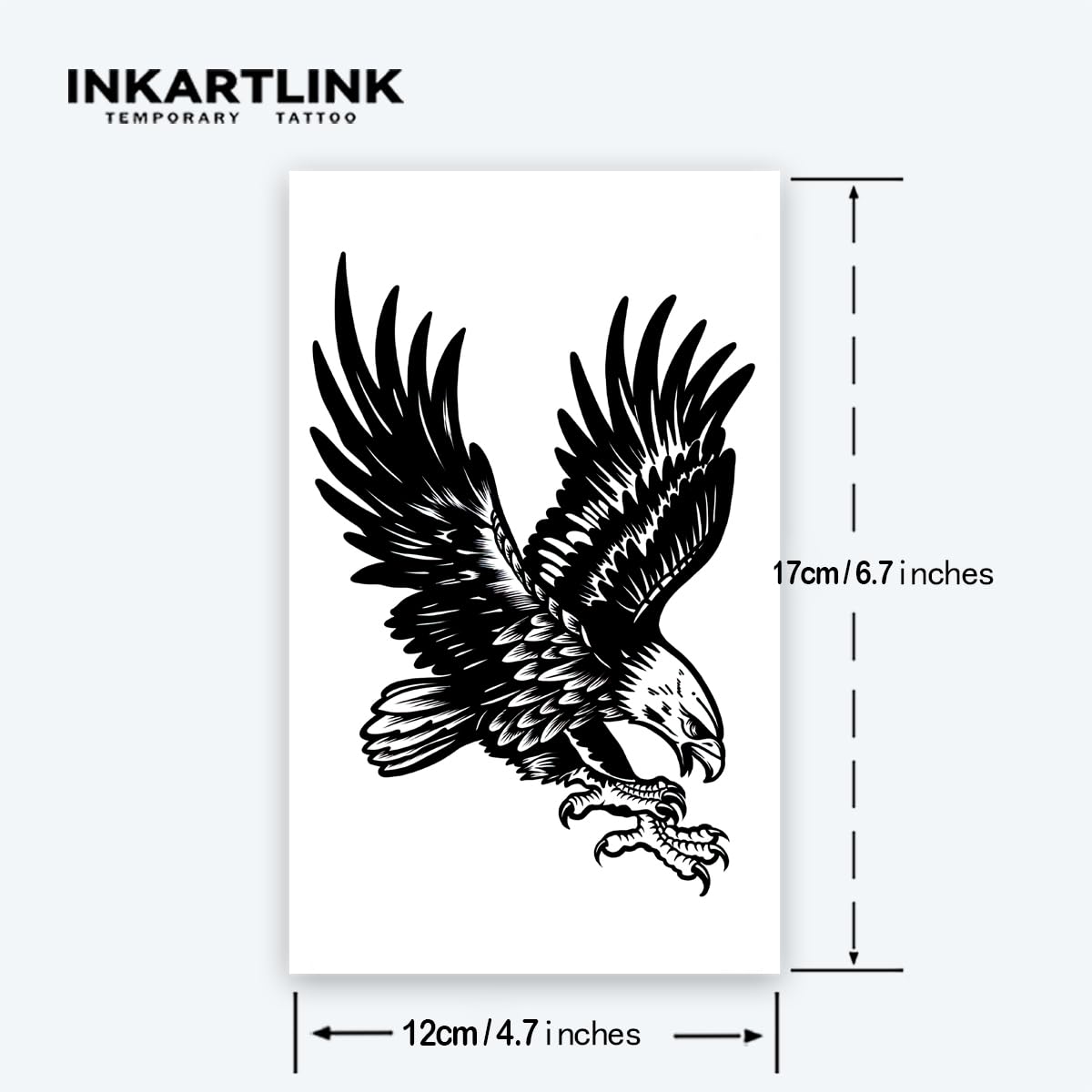 INKARTLINK Tattoo Tech,2 Sheets Extra-Large Semi Permanent Tattoo,Adult Art Design Temporary Tattoos, Lasts 1-2 Weeks, Waterproof, Realistic Look, No Adhesive, No Reflection (Eagle Design)