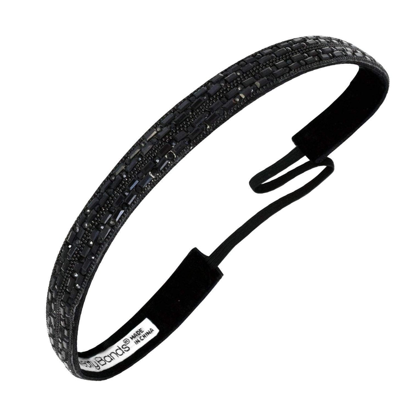 Sweaty Bands Womens Girls Headband - Non-Slip, Velvet-Lined Jeweled Hairband - Bling It Always in Style Black 5/8-Inch