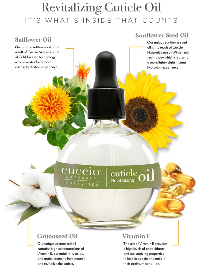 Cuccio Naturale Revitalizing Hydrating Cuticle Oil - Repair Damaged Skin & Nails - Vanilla Bean & Sugar - 2.5 Oz (Pack of 2)