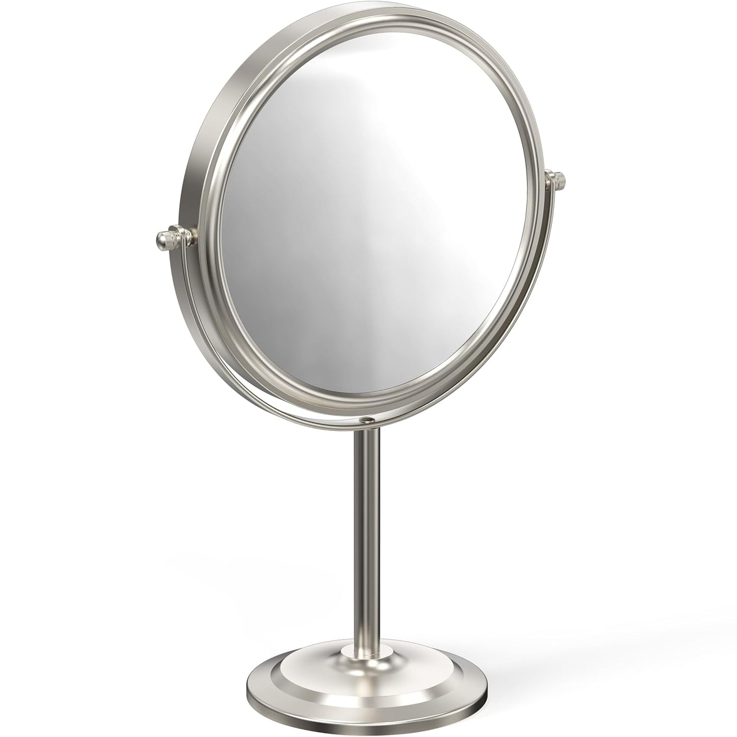 Makeup Mirror with Stand - 8 Inch Double-Sided Design | 7X Magnification, Nickel Finish