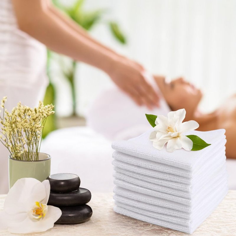 UNIMADE Washcloths Bulk - 100 Pack - Face Towels (12" x 12"), Highly Soft Wash Cloths and Hand Towels, Fast Drying Multi-Purpose Microfiber Cleansing Cloths for Bathroom, Hotel, Spa, and Salon - White
