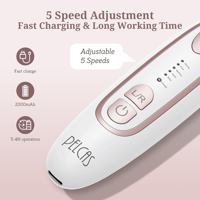 Electric Nail File - 5-Speed Cordless Nail Grinder for Thick Toenails | Manicure & Pedicure Kit with LED Light