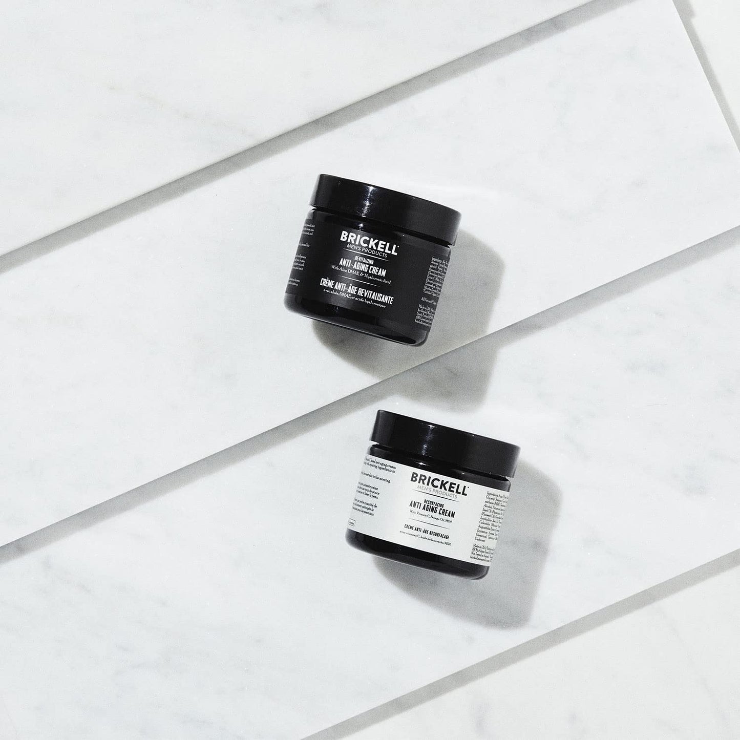 Brickell Men's Day and Night Anti Aging Cream Routine, With Vitamin C, Hyaluronic Acid, and Vitamin E, Unscented, Skincare Gift Set