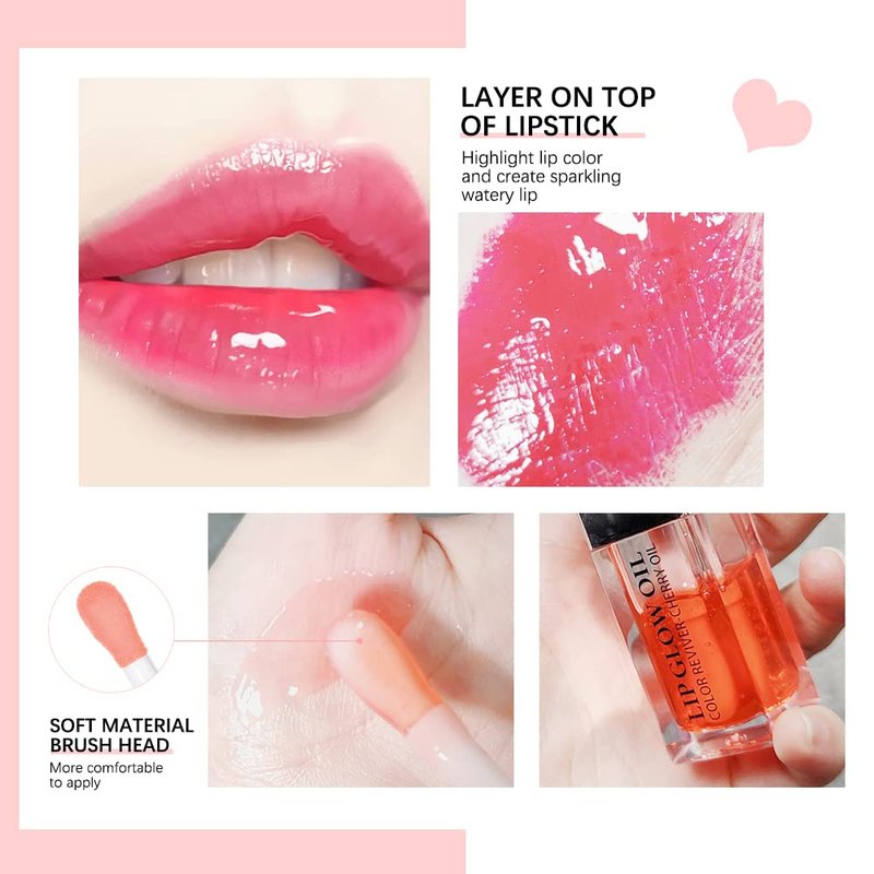 Hydrating Lip Glow Oil - Nourishing Tinted Lip Oil Gloss for Smooth Lips | Rosewood 0.2 OZ